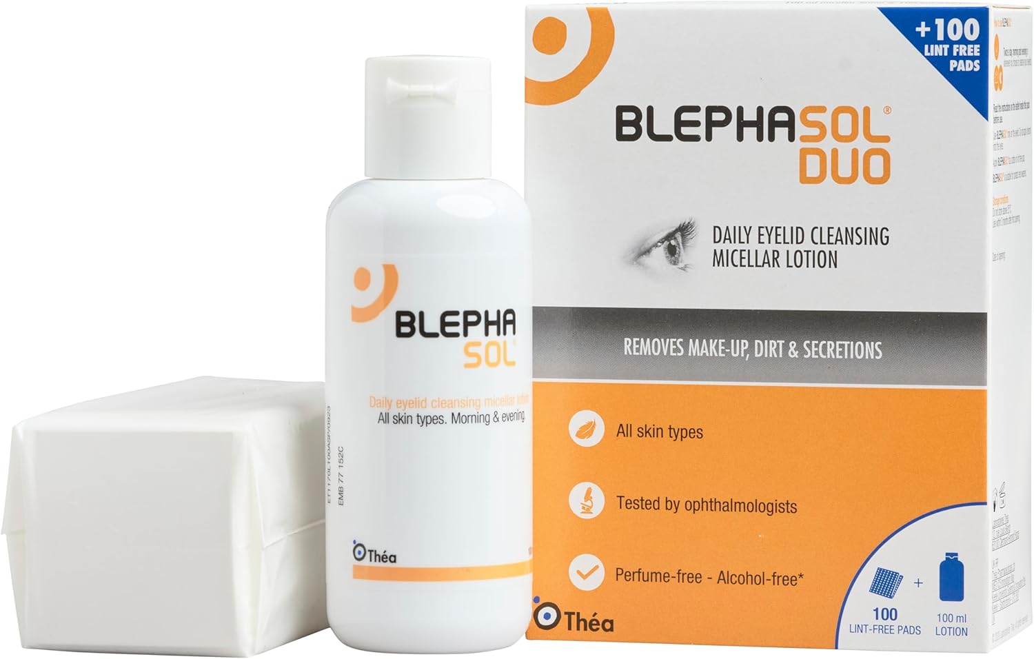 blephasol duo 100 ml micellar eyelid cleansing lotion with 100 lint free pads | effective and gentle cleansing for make up removal, inflamed and sensitive eyelids | soap & alcohol free blephasol duo 100 ml micellar eyelid cleansing lotion with 100 lint free pads | effective and gentle cleansing for make up removal, inflamed and sensitive eyelids | soap & alcohol free